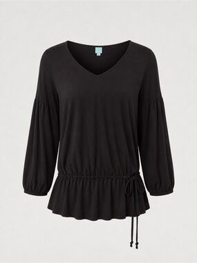 NWT SHU SHU Brown Long Sleeve Knit Tunic Top Drawstring Waist Size M